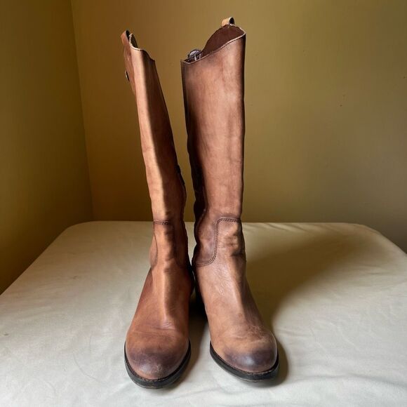 Arturo Chiang Enchante Riding Boots Tan Leather Knee High Round Toe Women's 7.5 - Picture 3 of 10